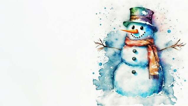 Illustration of a happy snowman isolated on a white background