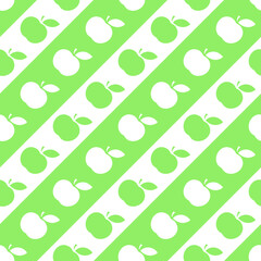 Apples vector seamless pattern in green and white colors. Best for textile, wallpapers, home decoration, wrapping paper, package and web design.