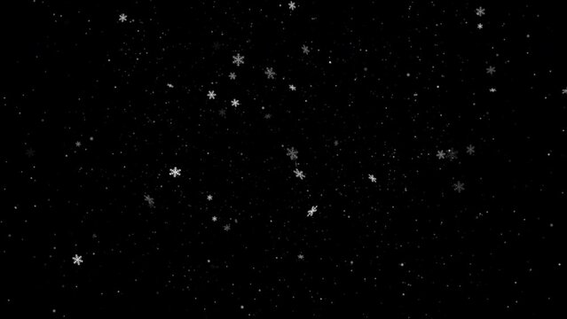 Falling Snows. Realistic 3D Animation. Alpha Channel. Looped. 25.