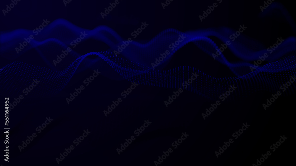 Poster textured wave of particles. visualization of technological connections. molecular connection of part