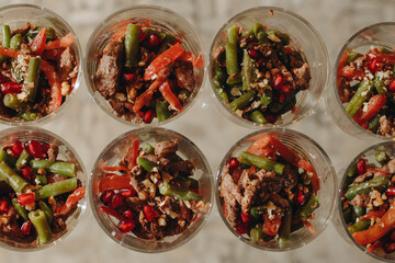 Beautifully decorated catering snacks and appetizers