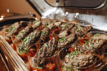 Beautifully decorated catering snacks and appetizers