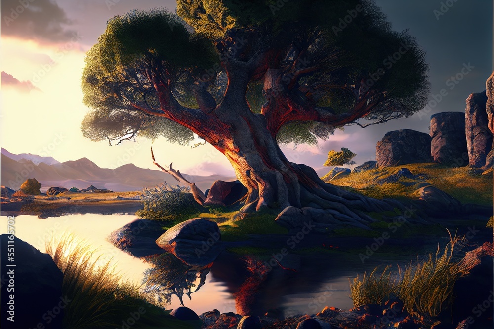 Poster yggdrasil from norse mythology known for being the tree of life. generative ai