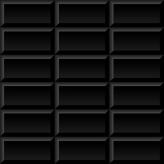 Black metro tiles seamless background. Subway brick horizontal pattern for kitchen, bathroom or outdoor architecture vector illustration. Glossy building interior design tiled material