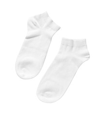 Pair of socks isolated on white, top view