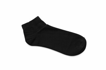 Black sock isolated on white, top view