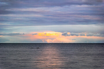 Obraz premium Twilight sky after sunset on the sea. The object is blurred and restrained.