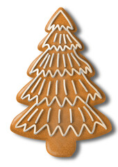 Christmas cookie, handmade drawing of Christmas cookies decorated in the shape of a Christmas tree, hand drawn illustration.