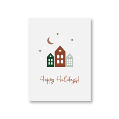 Vector Happy Holidays greeting card scandinavian minimalistic style