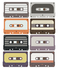 Vintage cassette collection, retro audio tape