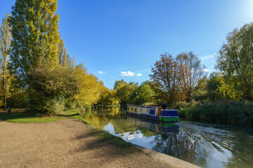Grand Union canal in autumn season. Milton Keynes. England