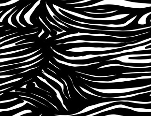 Full Seamless Zebra Tiger Pattern Textile Texture Print. Vector Background. Black white design for interior, clothes, bed linen, fabric, cover, wallpaper, fashion, kids clothing.