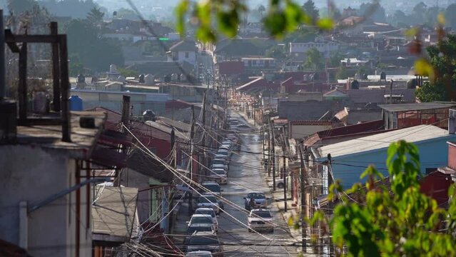 Endless narrow streets of the colorful city of San Cristobal de Las Casas in Mexico. Daily life of Mexicans.