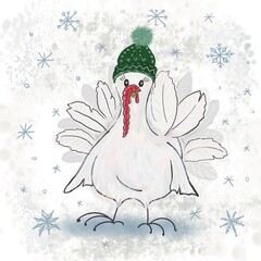 Funny Christmas turkey in a hat