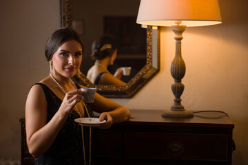 1920s Lady having tea