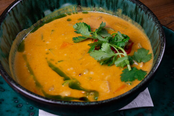 Pumpkin and carrot soup with cream