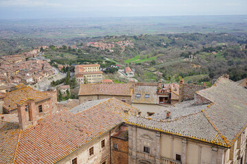 Fototapeta na wymiar Panorama of Montepulciano, a town in Tuscany, Italy
