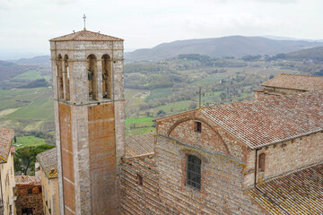 Fototapeta na wymiar Cathedral in the centre of the medieval hilltop town of Montepulciano, Italy