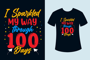 100 days of school t-shirt design, colorful kids t-shirts