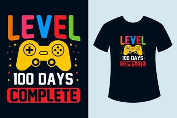 Level 100 days complete gaming t-shirt design, kids gaming t-shirts