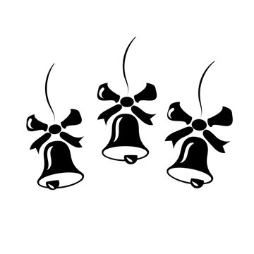 Christmas bells with bows silhouette on a transparent background vector pattern