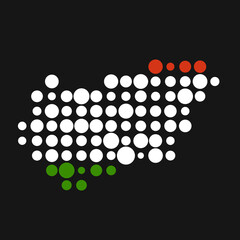 Hungary Silhouette Pixelated pattern map illustration