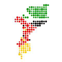 Mozambique Silhouette Pixelated pattern map illustration