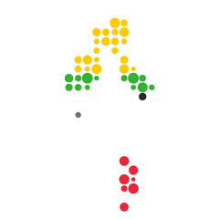 Myanmar Silhouette Pixelated pattern map illustration