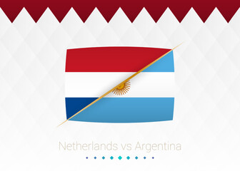 National football team Netherlands vs Argentina, Quarter finals. Soccer 2022 match versus icon.