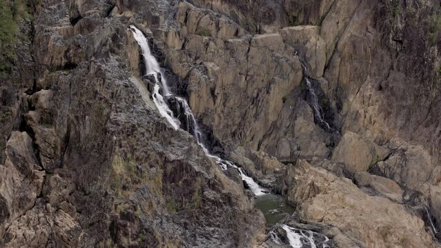 a slow motion high angle shot of barron falls at barron gorge in kuranda of north qld, australia