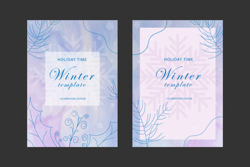 Set of winter templates. Design layout in cold colors. Beautiful vector illustration for christmas banner, winter sale.