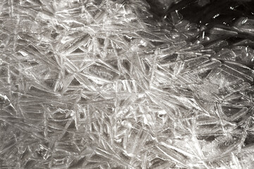 The texture of the ice surface. Winter background.