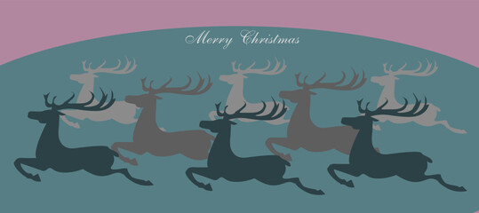 Christmas deer in the forest for card