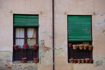 Typical old house windows in Spain