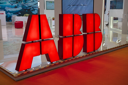 SHANGHAI, CHINA- NOV.6, 2022: ABB sign is seen during the fifth China International Import Expo (CIIE) at the National Exhibition and Convention Center (Shanghai).