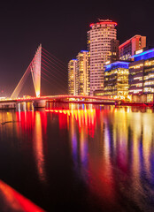 media city UK Manchester England during night