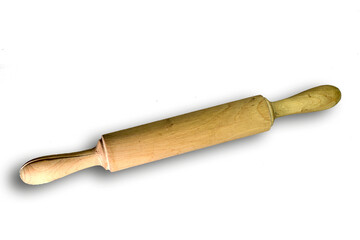 Rodillo de madera en fondo transparente. 