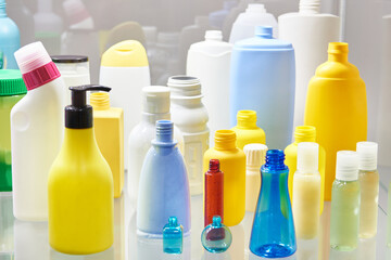 Plastic bottles for household chemicals and perfumes
