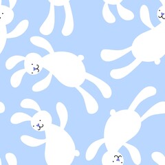 Cartoon rabbit seamless bunnies toys pattern for wrapping paper and fabrics and linens and kids clothes print