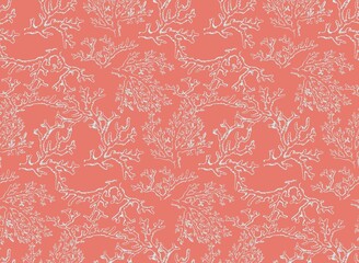 Print, corals, vector repeat pattern © Elena