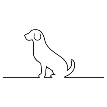Creative linear illustration dog isolated on white background.