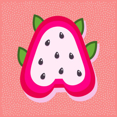 Dragon fruit style alphabet text, letter A
