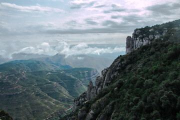 mountains and the monastery of Montserrat.  Barcelona.  Spain