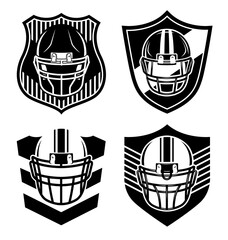 Football helmet shield badge icon set