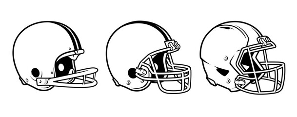 Football helmet evolution black and white set © razor33