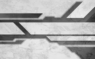 Dark grey grunge tech geometric abstract background. Vector design