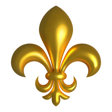 Isolated Gold Lily Illustration. Mardi Gras Symbol