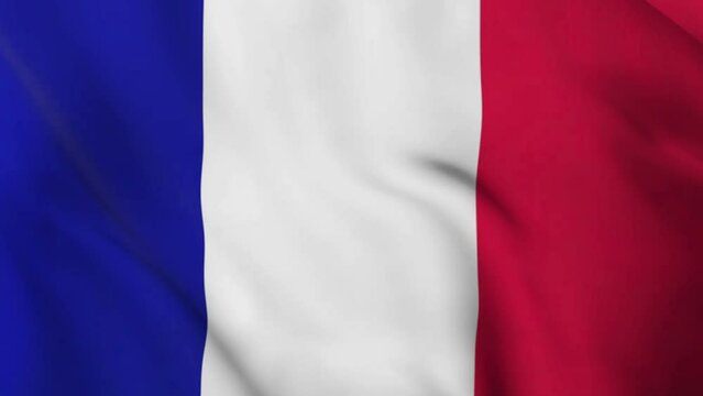 4K Ultra Hd 3840x2160. A beautiful view of France flag video. France 3D flag waving seamless loop video animation.
