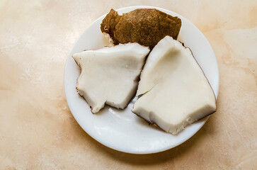 Broke Coconut On A Plate