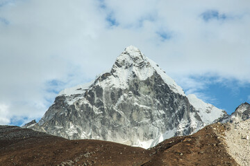 snowly and cloudy summit in himalayas, Nepal